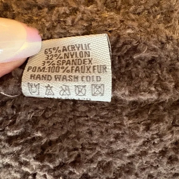 C.C Brown Knit Beanie with Faux Fur Pom - Picture 11 of 14